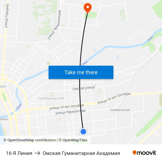 16-Я Линия to Омская Гуманитарная Академия map
