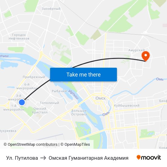 Ул. Путилова to Омская Гуманитарная Академия map