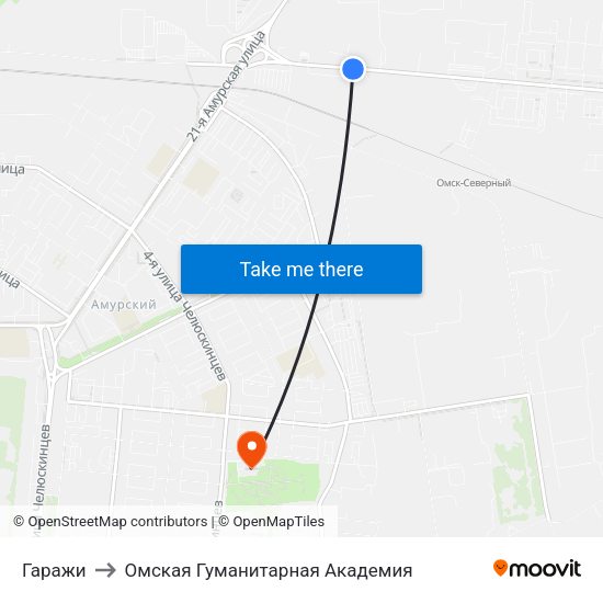 Гаражи to Омская Гуманитарная Академия map