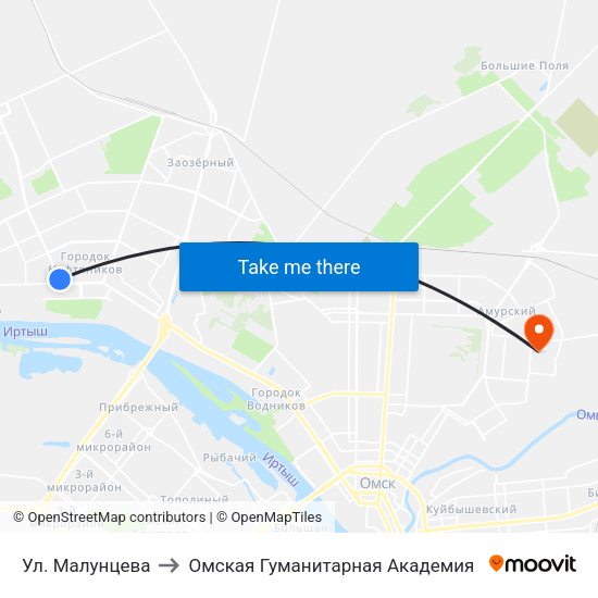 Ул. Малунцева to Омская Гуманитарная Академия map