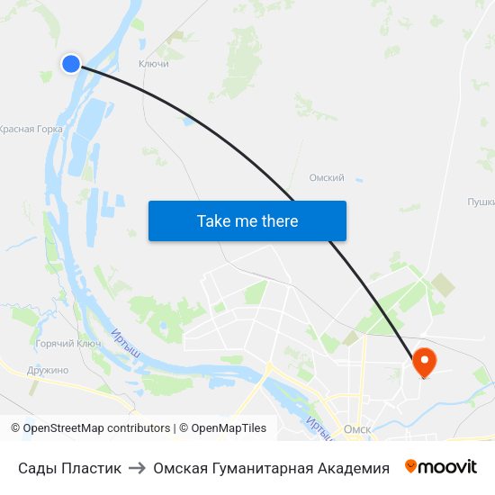 Сады Пластик to Омская Гуманитарная Академия map