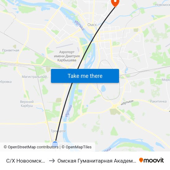 C/Х Новоомский to Омская Гуманитарная Академия map