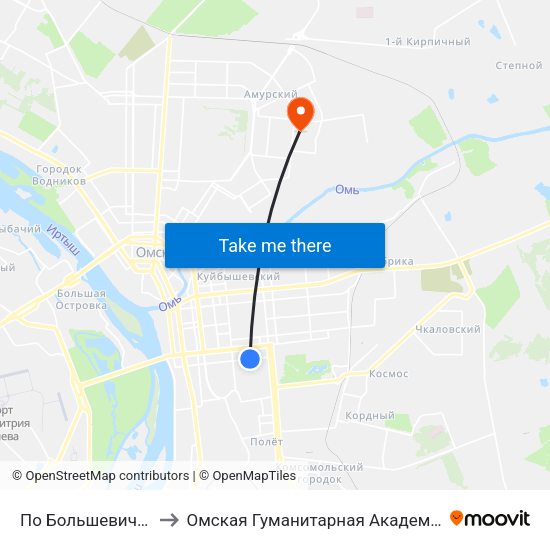 По Большевичка to Омская Гуманитарная Академия map