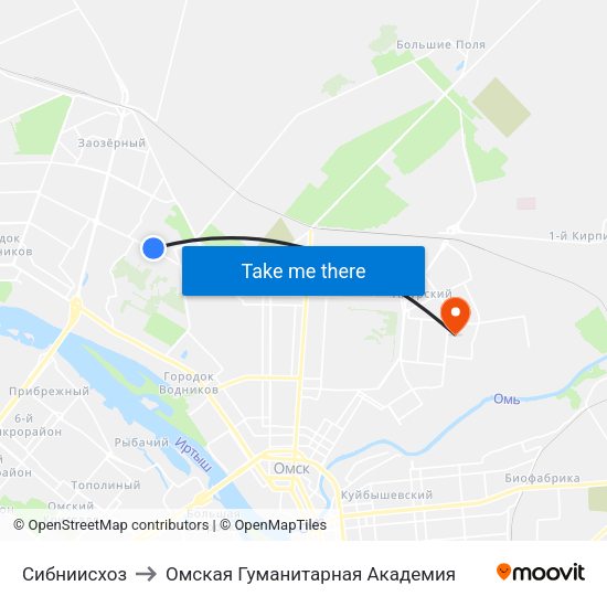 Сибниисхоз to Омская Гуманитарная Академия map