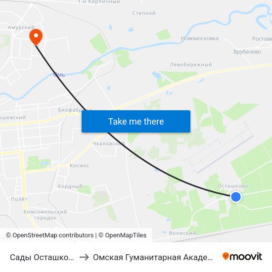 Сады Осташково to Омская Гуманитарная Академия map