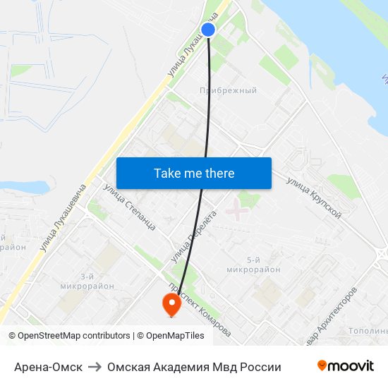 Арена-Омск to Омская Академия Мвд России map