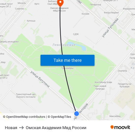 Новая to Омская Академия Мвд России map