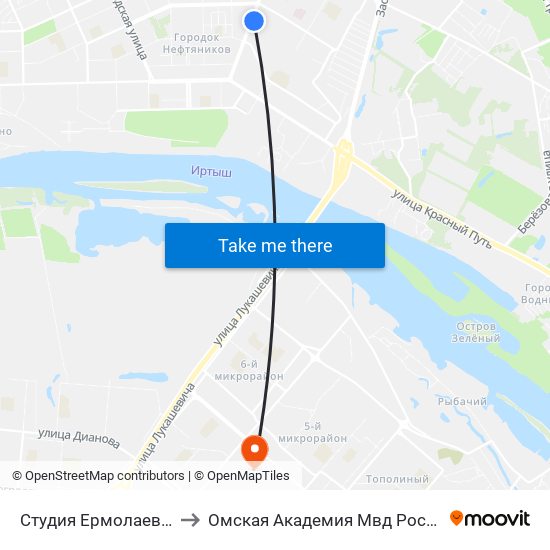 Студия Ермолаевой to Омская Академия Мвд России map