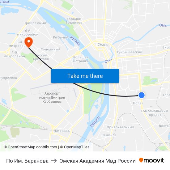 По Им. Баранова to Омская Академия Мвд России map