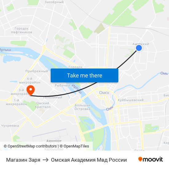 Магазин Заря to Омская Академия Мвд России map