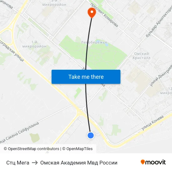 Стц Мега to Омская Академия Мвд России map