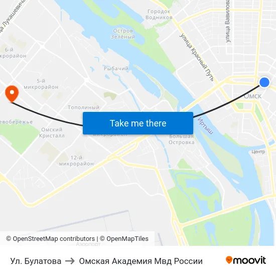 Ул. Булатова to Омская Академия Мвд России map