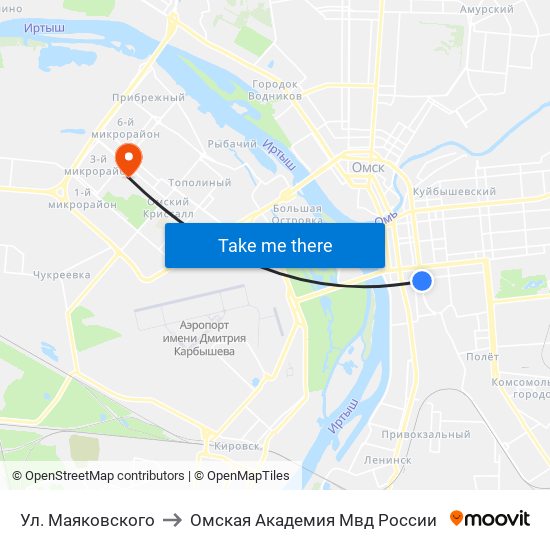 Ул. Маяковского to Омская Академия Мвд России map