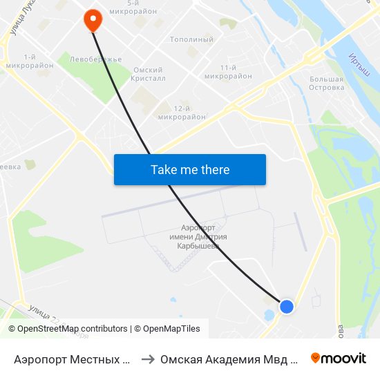 Аэропорт Местных Линий to Омская Академия Мвд России map