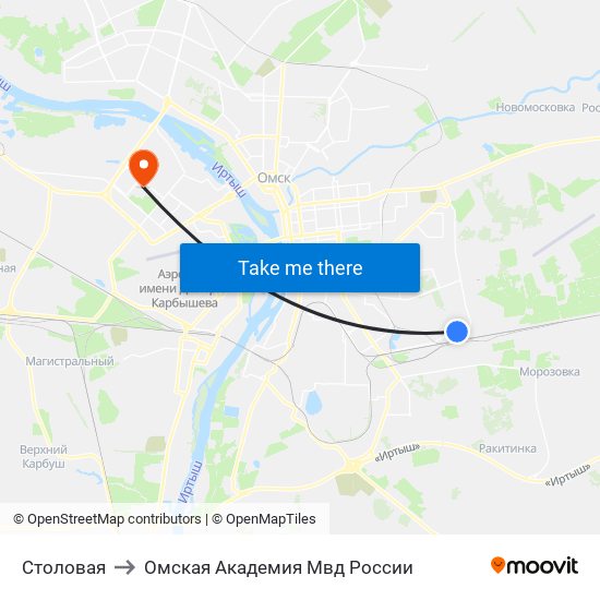 Столовая to Омская Академия Мвд России map