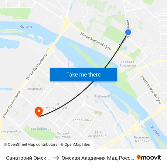 Санаторий Омский to Омская Академия Мвд России map