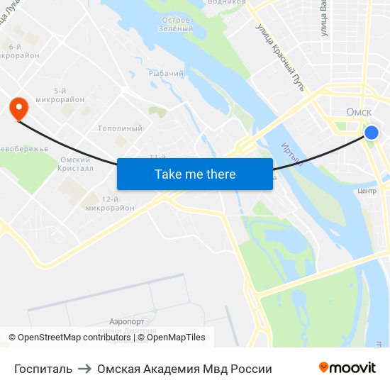 Госпиталь to Омская Академия Мвд России map