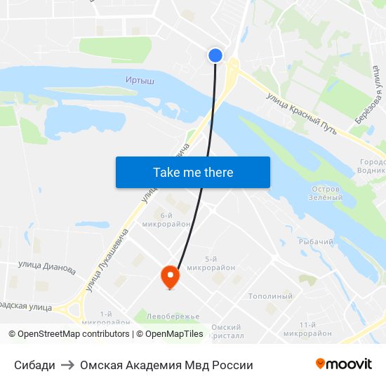 Сибади to Омская Академия Мвд России map