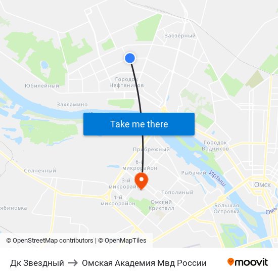 Дк Звездный to Омская Академия Мвд России map