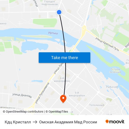 Кдц Кристалл to Омская Академия Мвд России map