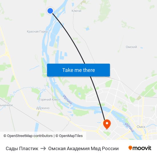 Сады Пластик to Омская Академия Мвд России map