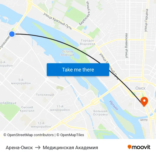 Арена-Омск to Медицинская Академия map