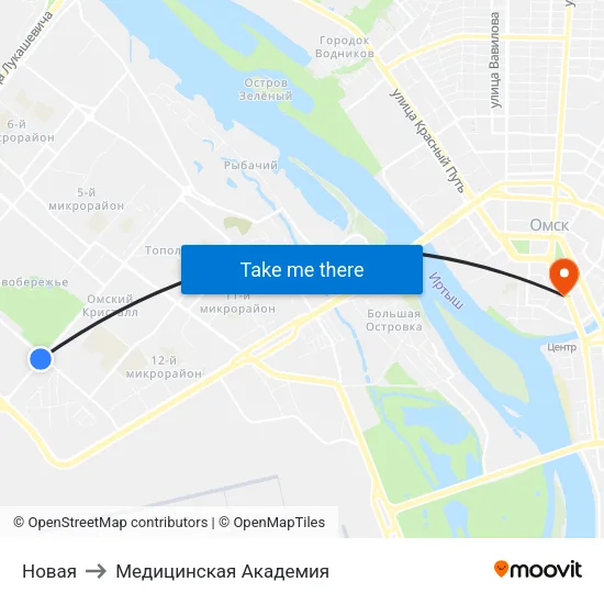 Новая to Медицинская Академия map