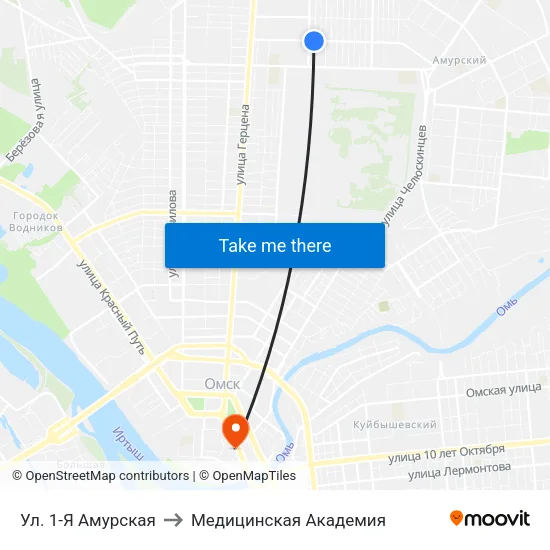 Ул. 1-Я Амурская to Медицинская Академия map