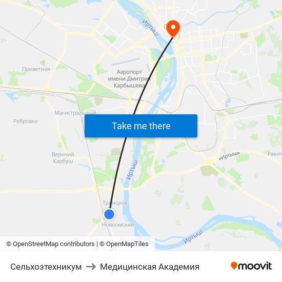 Сельхозтехникум to Медицинская Академия map