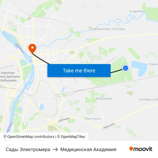 Сады Электромера to Медицинская Академия map
