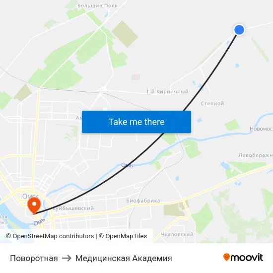 Поворотная to Медицинская Академия map