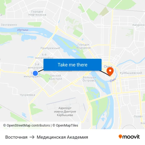 Восточная to Медицинская Академия map
