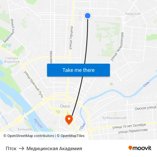 Птск to Медицинская Академия map