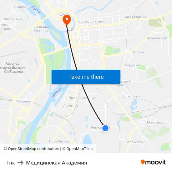 Тпк to Медицинская Академия map