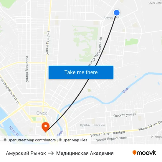Амурский Рынок to Медицинская Академия map