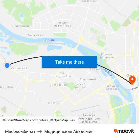 Мясокомбинат to Медицинская Академия map