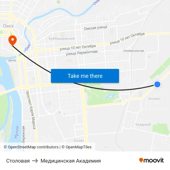 Столовая to Медицинская Академия map