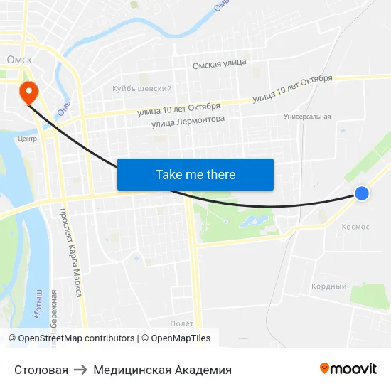 Столовая to Медицинская Академия map