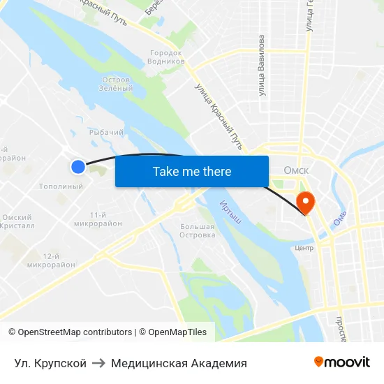 Ул. Крупской to Медицинская Академия map