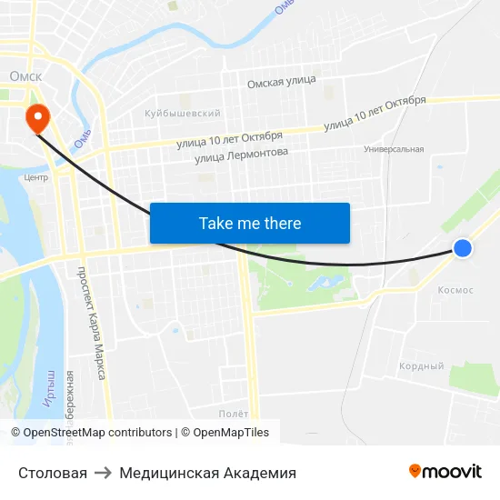 Столовая to Медицинская Академия map