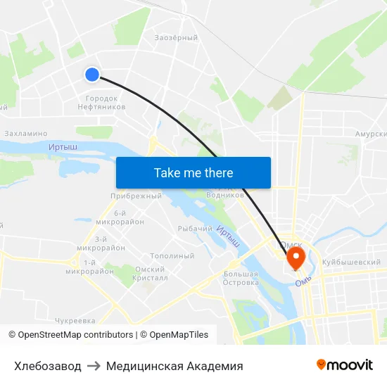 Хлебозавод to Медицинская Академия map