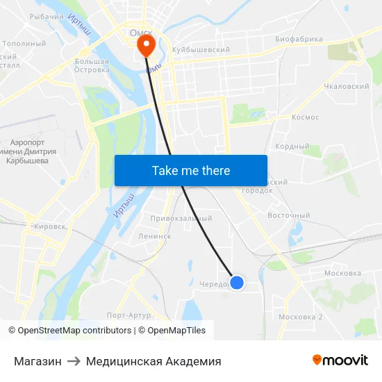 Магазин to Медицинская Академия map