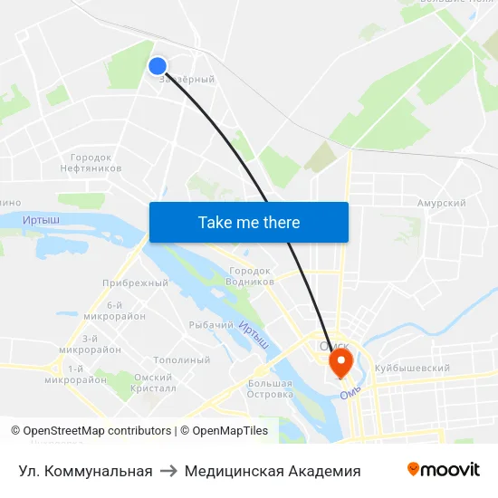 Ул. Коммунальная to Медицинская Академия map