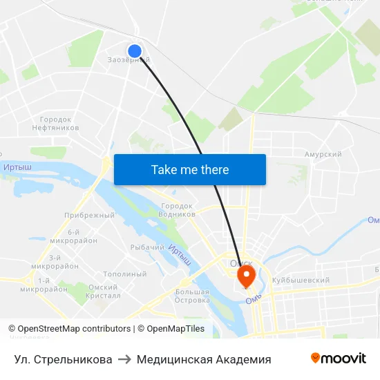 Ул. Стрельникова to Медицинская Академия map