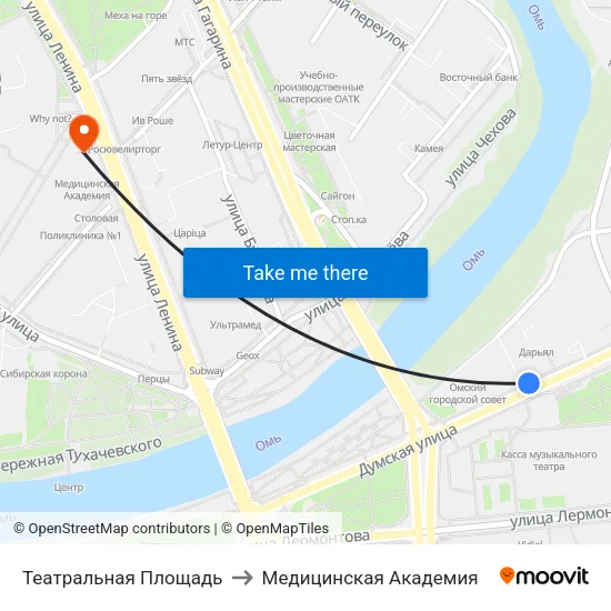 Театральная Площадь to Медицинская Академия map