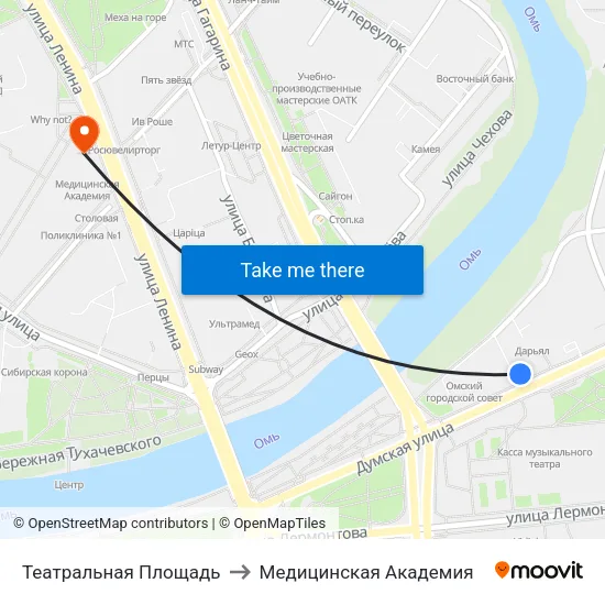 Театральная Площадь to Медицинская Академия map
