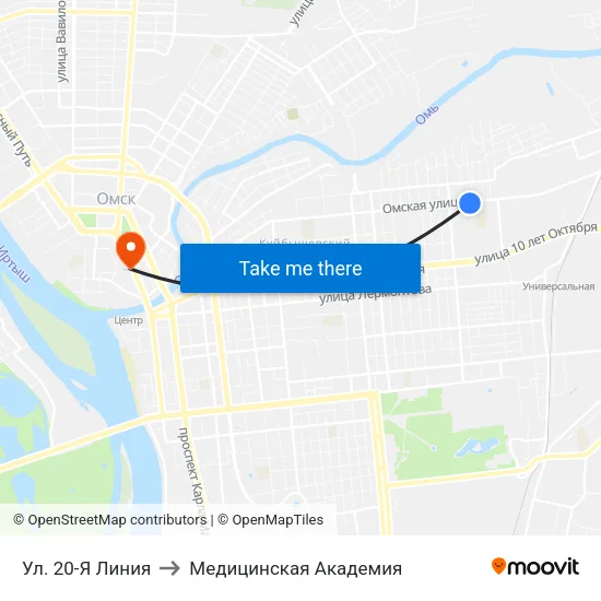 Ул. 20-Я Линия to Медицинская Академия map