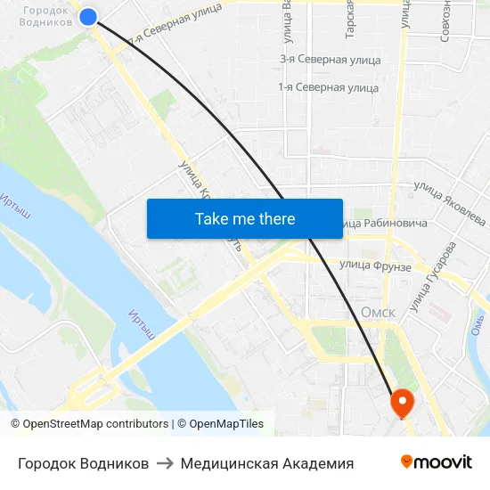 Городок Водников to Медицинская Академия map