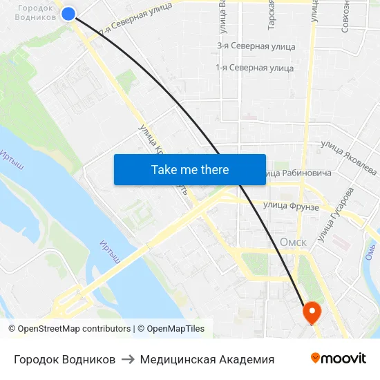 Городок Водников to Медицинская Академия map
