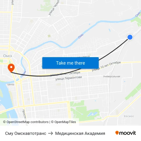 Сму Омскавтотранс to Медицинская Академия map